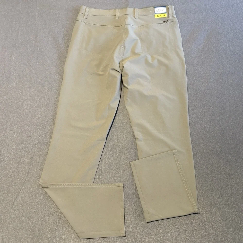 Greg Norman Tech Pants Men 32x34 Green Performance Golf Travel 4-Way Stretch NEW